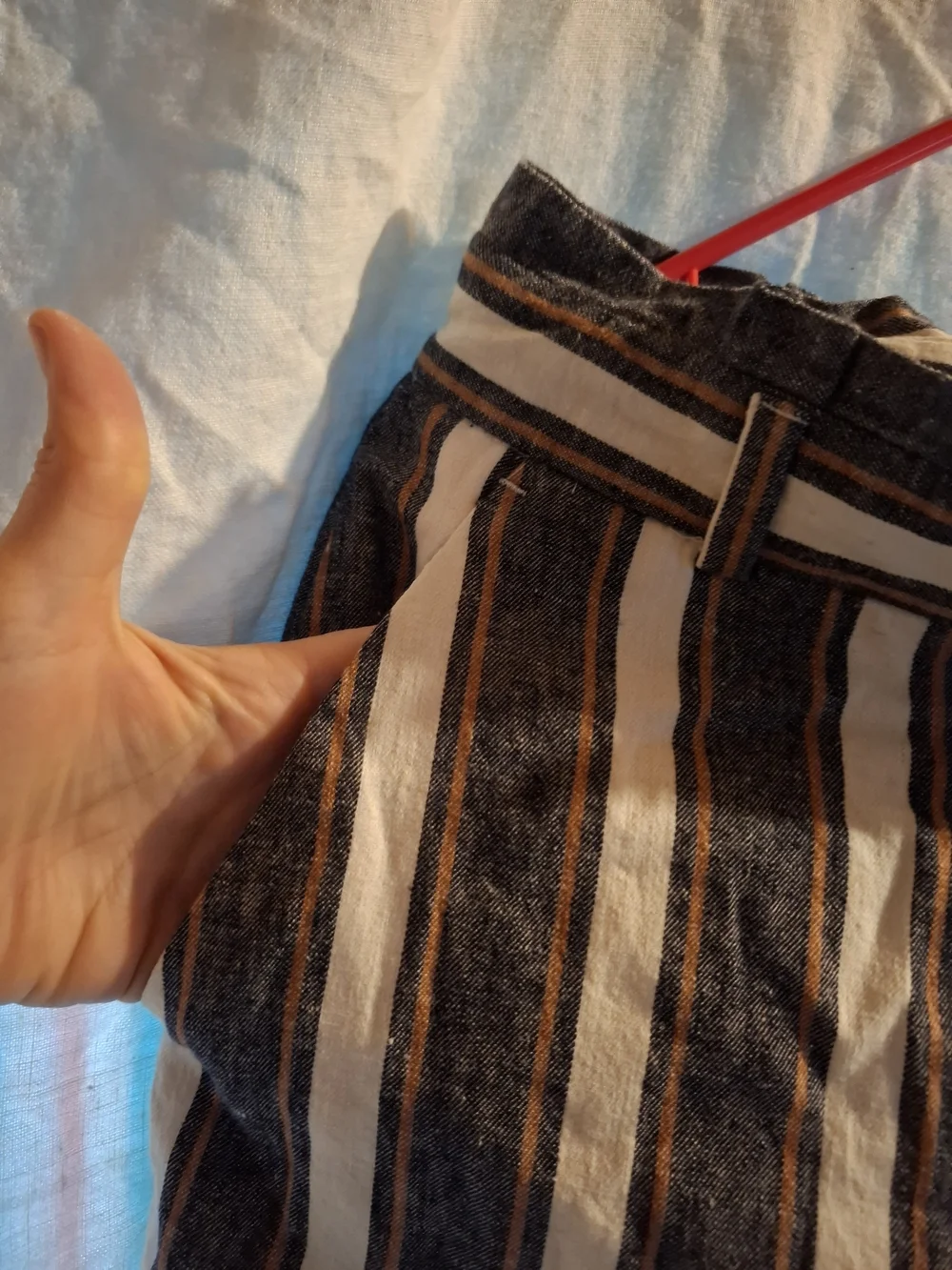 Banana Republic Blake Crop Blue Cream Striped Linen Blend Pants Size 8